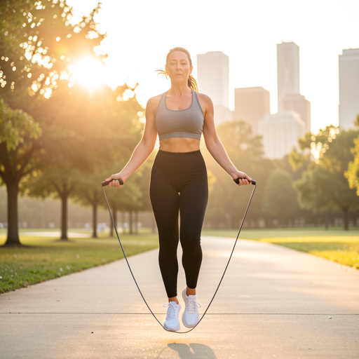woman jumping rope park