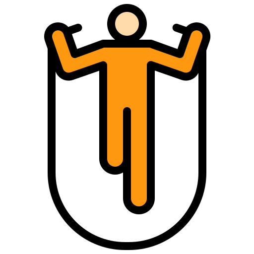 orange man jumping rope with a long rope